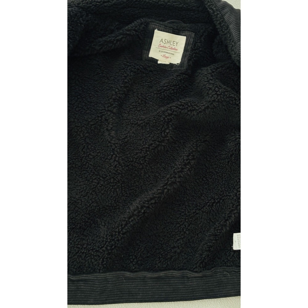Ashley By 26 International Black Corduroy Jacket with Black Sherpa Collar Large - Picture 15 of 16